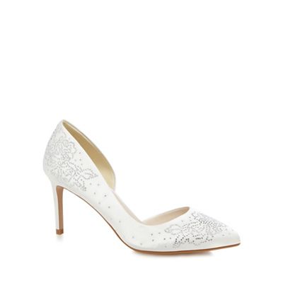 White 'Penny' embellished high court shoes
